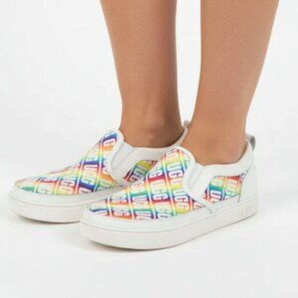Ugg White Caplan Logo Print Slip On Athletic Sport Sneaker Shoes 6